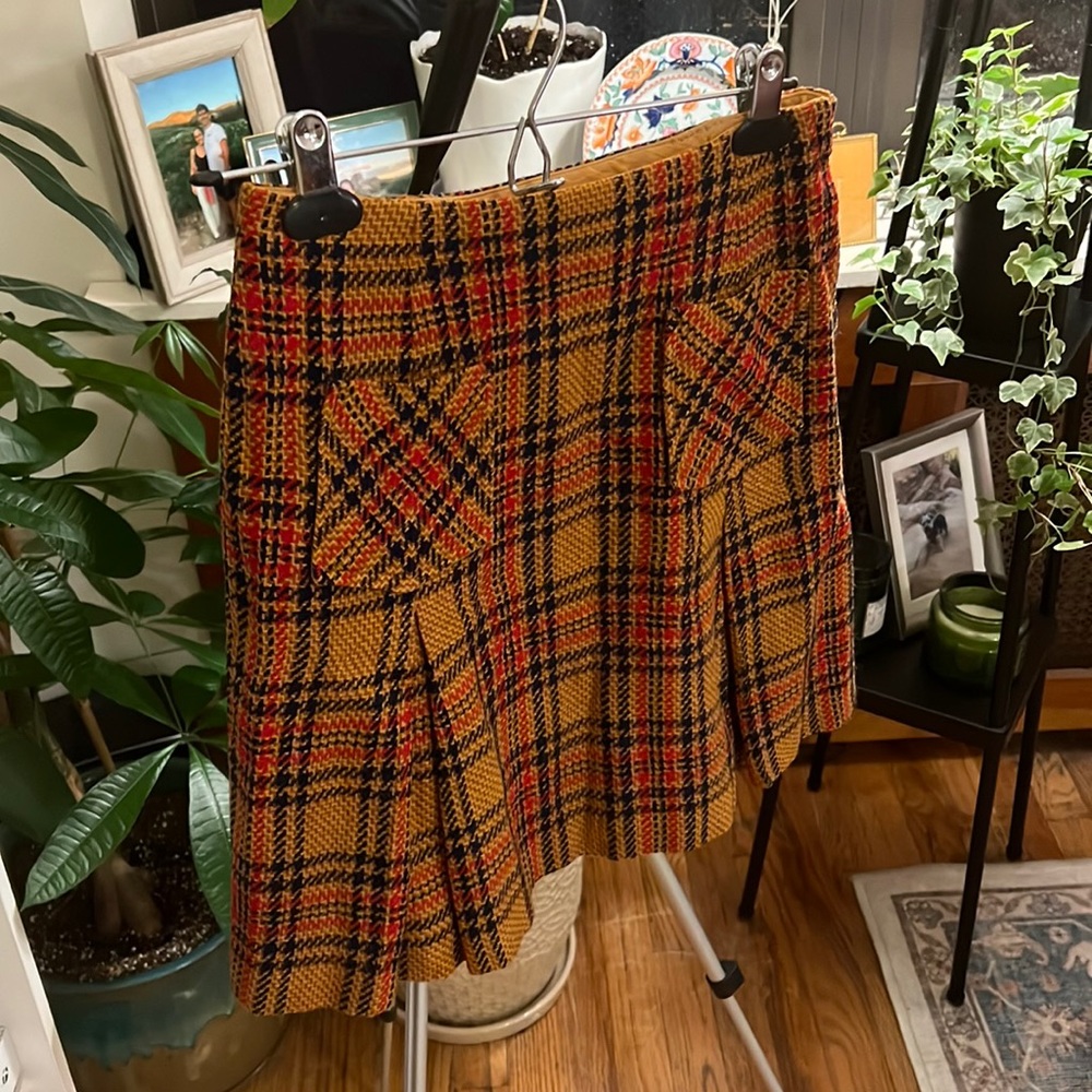 Vintage Plaid Skirt with Box Pleats